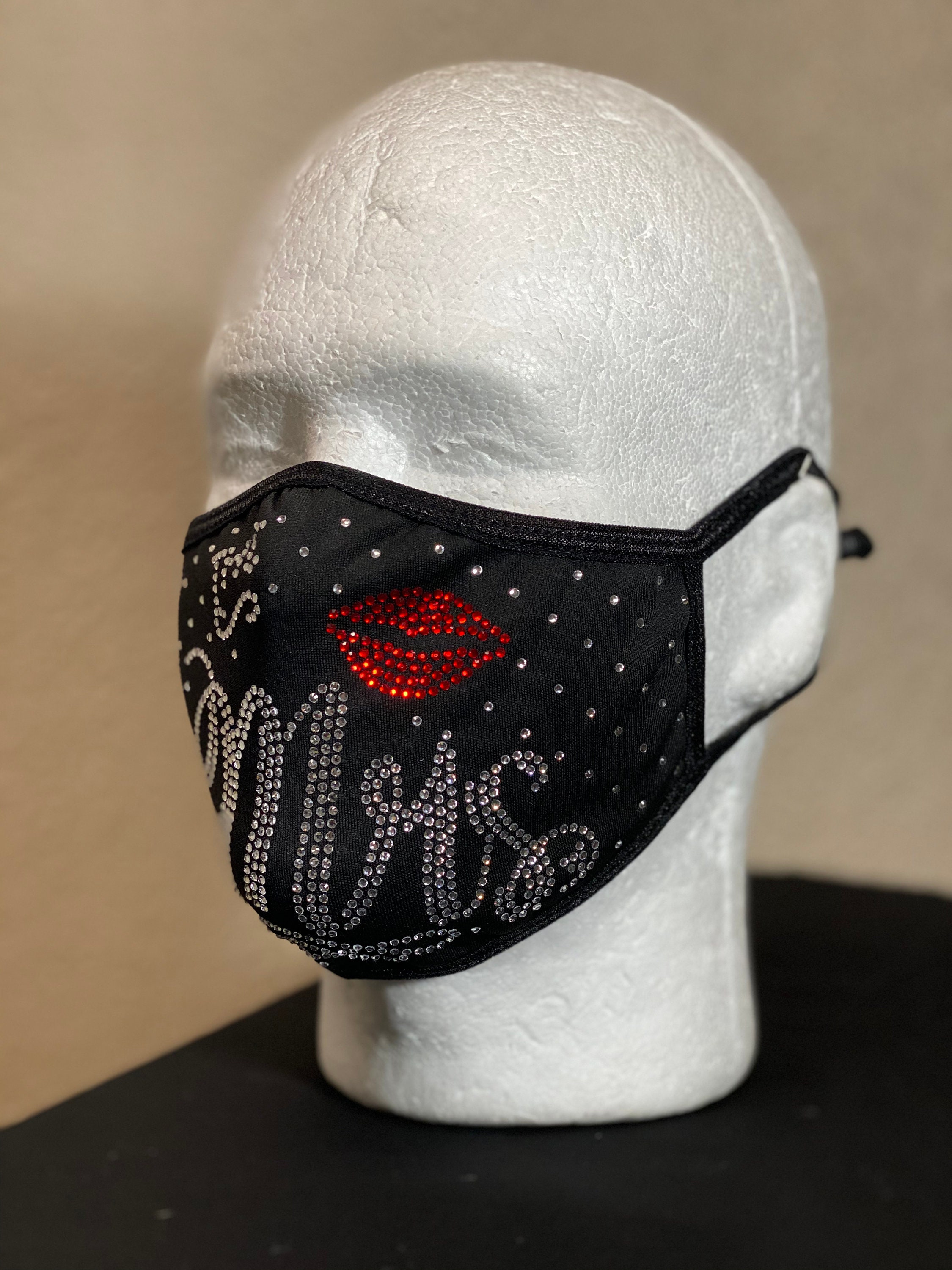 Rhinestone Face Mask with Elastic with adjustable bead Etsy