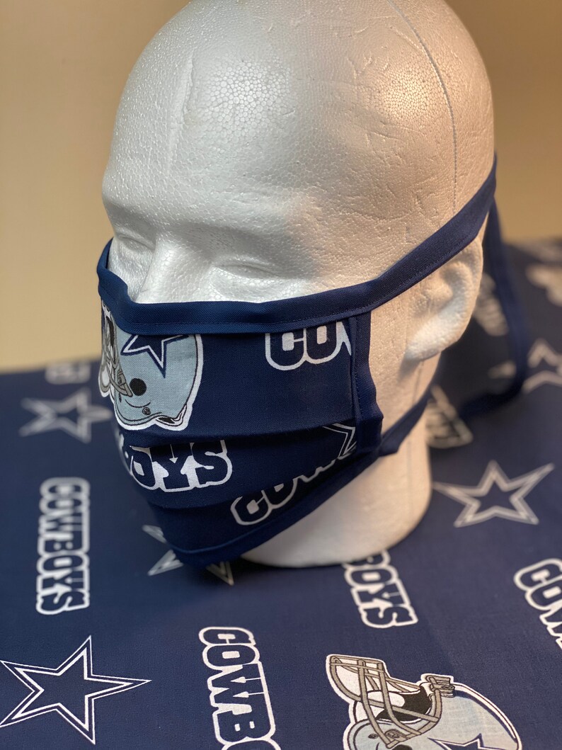Dallas Cowboys Face Mask with nose wire TIE STRAPS Etsy