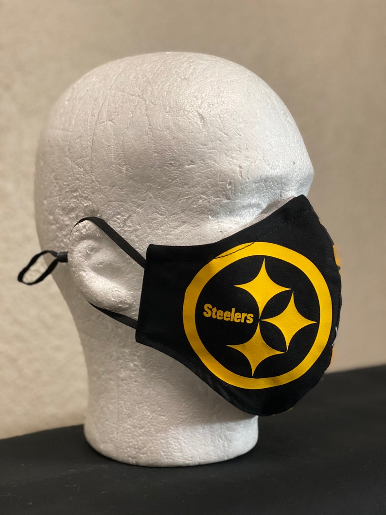 Steelers Face Mask with nose wire Elastic with adjustable Etsy