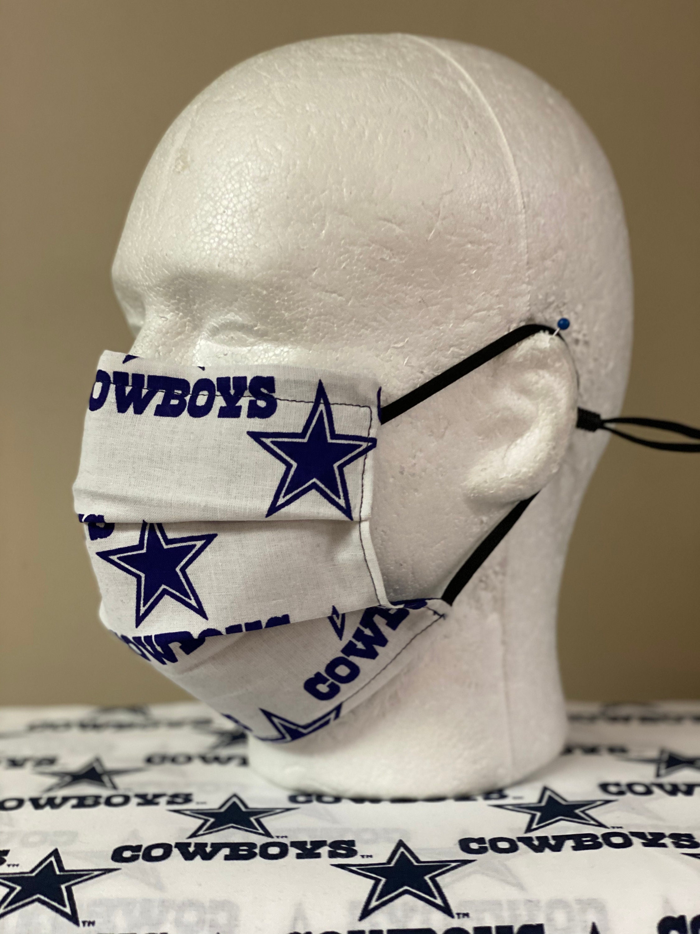Dallas Cowboys Face Mask with nose wire Elastic with Etsy