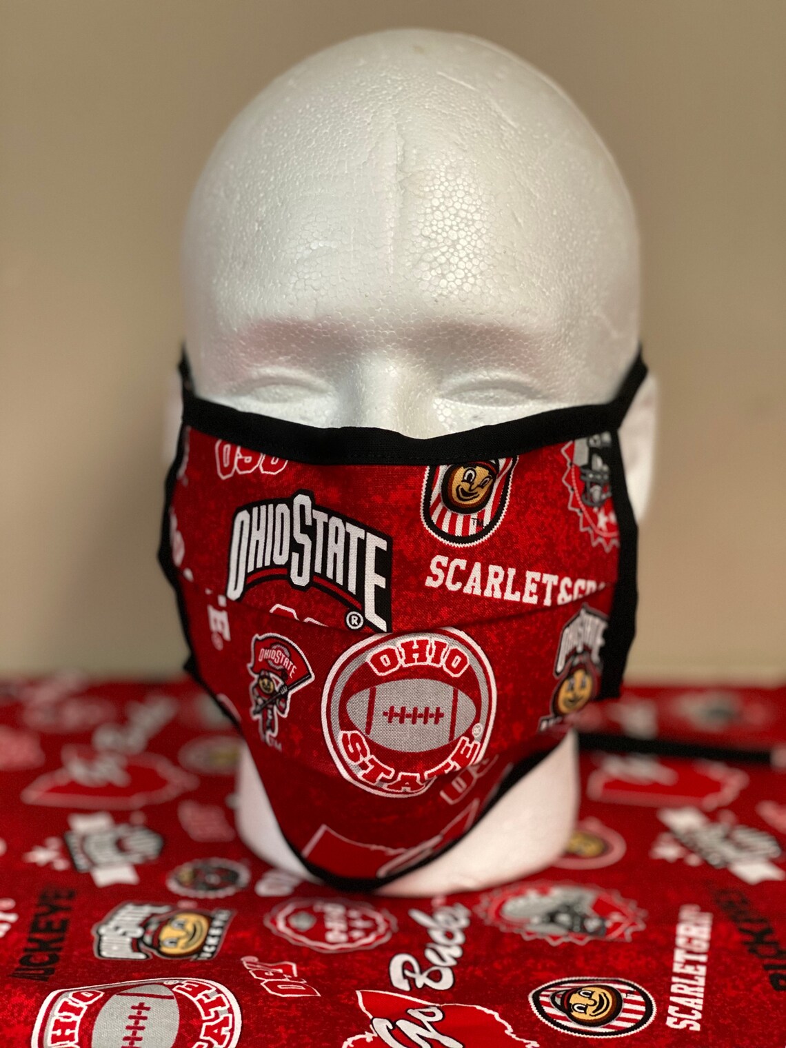 Ohio State Face Mask with nose wire TIE STRAPS washable Etsy