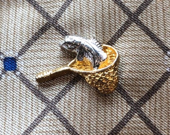 Tie Tack Fish with Net in Gold- and Silver-Tone MCM Men's Accessories Bass Fishing Sports