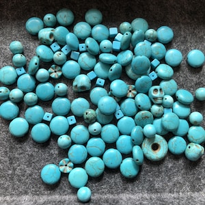 Beads 100+ Dyed Howlite Stone Turquoise Color Various Shapes for Crafting