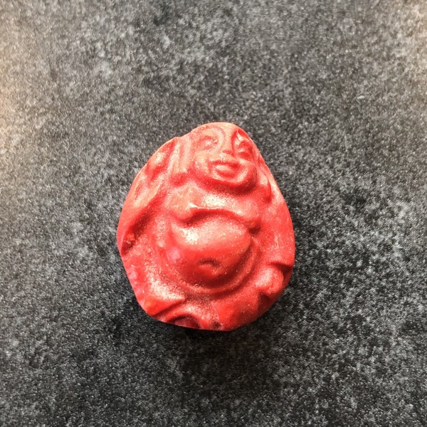 Bead Single Red Resin Laughing Buddha Molded Small for Crafting Jewelry Making