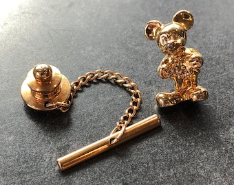 Tie Tack with Cain Mickey Gold Tone MCM Vintage Men's Accessories