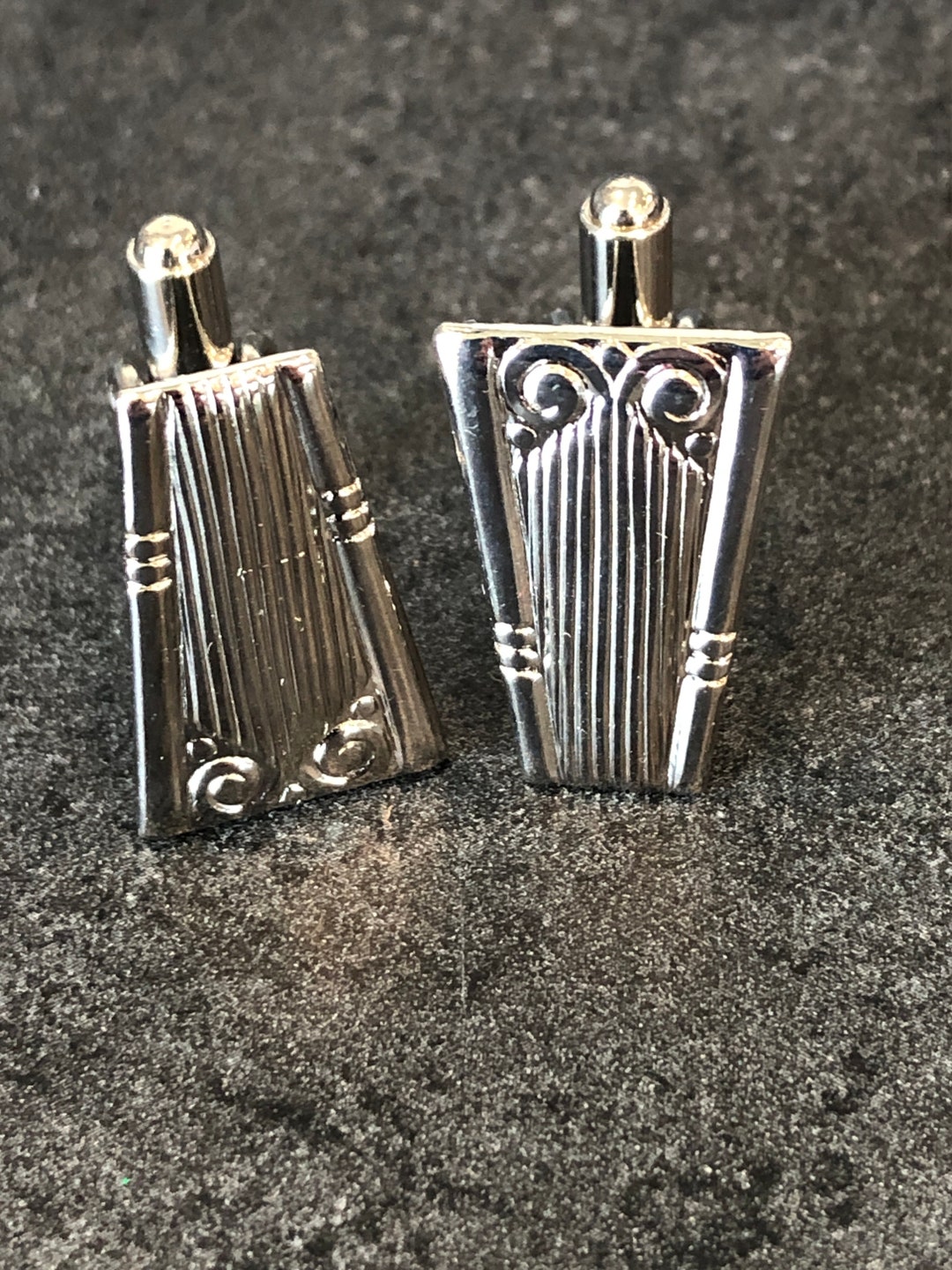 Cufflinks Set Art Deco Inspired Rectangles Silver Tone Vintage Men's ...