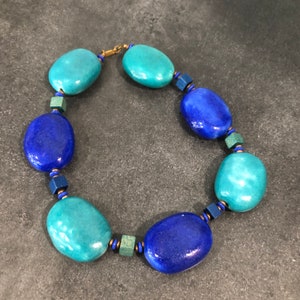 Necklace VTG Miriam Haskell Blue Turquoise Ceramic Beads GORGEOUS Vintage 1960s