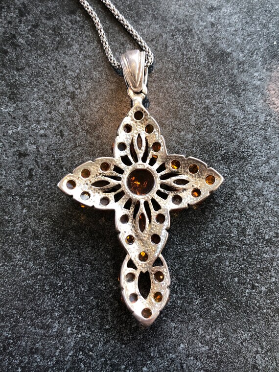 Necklace Sterling Silver Beaded Cross Gorgeous St… - image 4