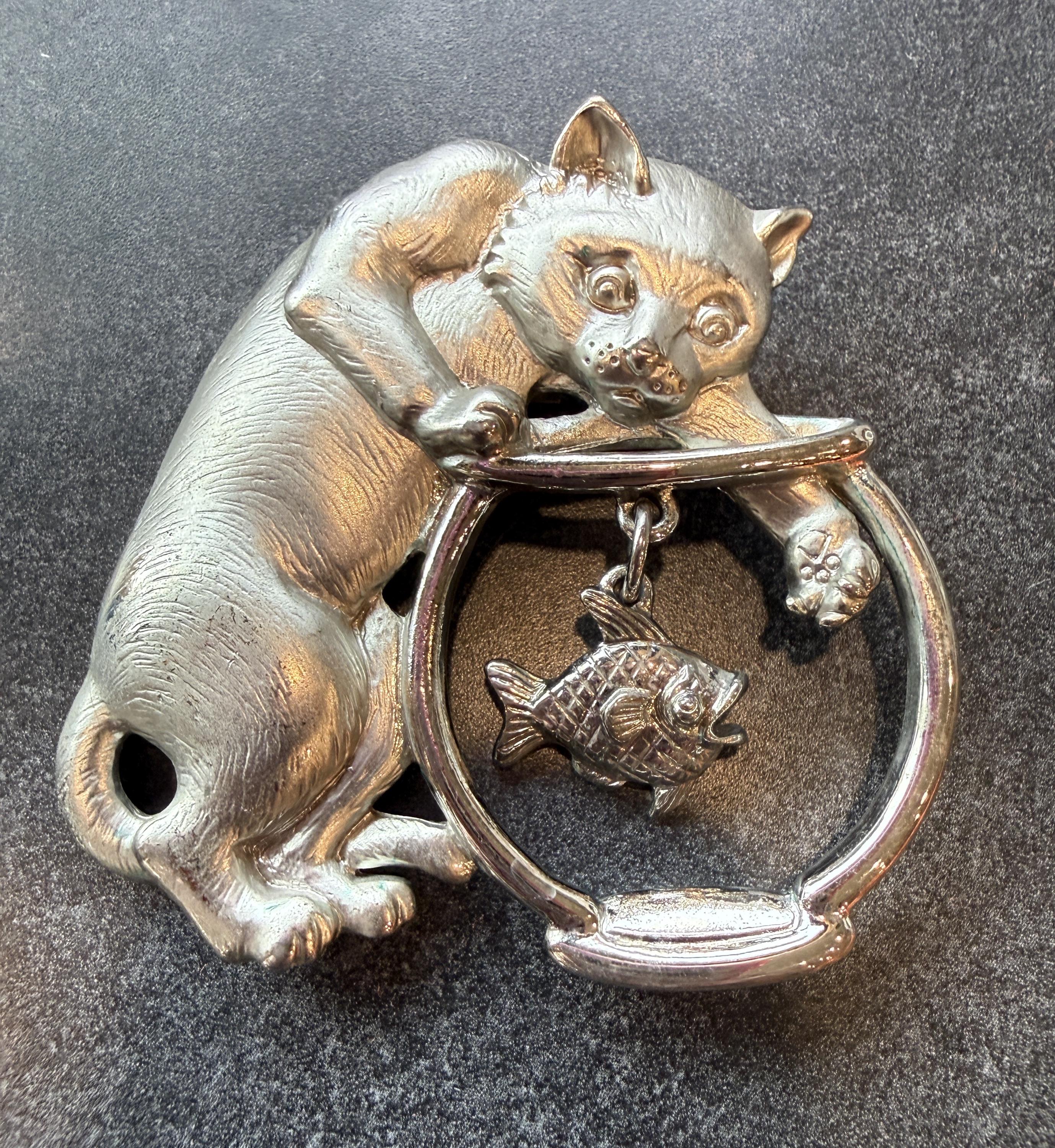 GRANDE BROCHE SORCIÈRE vintage JJ Jonette Artifacts Halloween métal argenté 7 cm EUR 45,00 - FR
