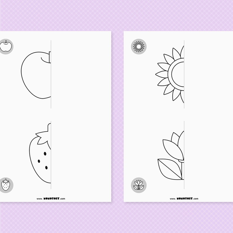 preschool symmetry drawing preschool worksheet basic set 2 etsy