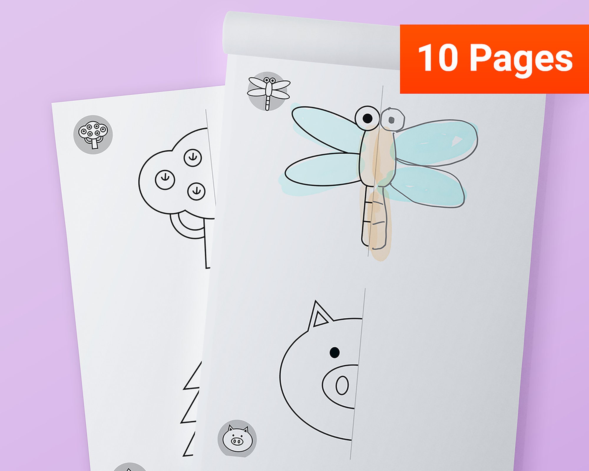Preschool Symmetry Drawing Preschool Worksheet Basic Set-2 | Etsy
