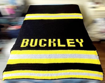 Firefighter turnout crochet blanket
