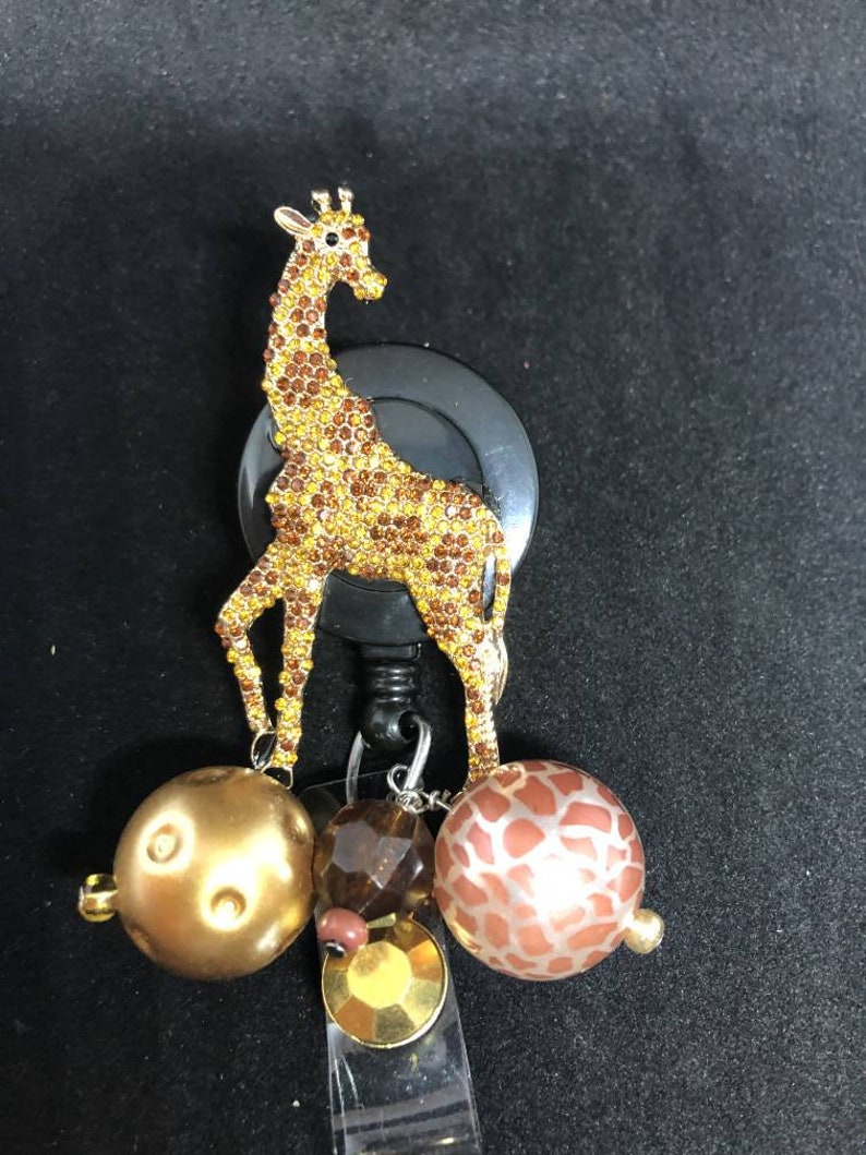 Sparkly giraffe badge reel