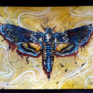 Death&#39;s Head Moth Original Abstract Painting Art