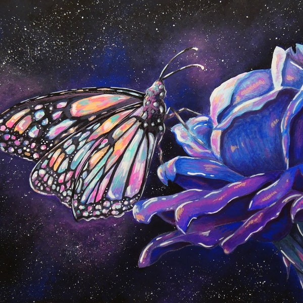 Celestial Space Monarch Butterfly Original & One of a Kind Painting!