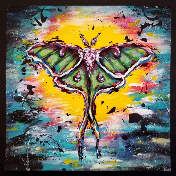 Abstract Luna Moth - Colorful Original Painting