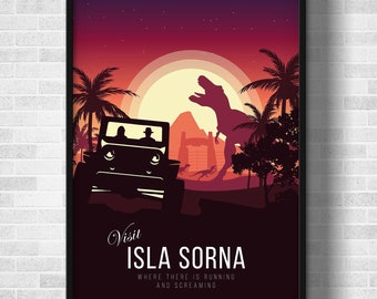 Jurassic Park Affiche minimaliste - Isla Sorna Poster - Lost World Jurassic Park - Isla Nublar Print