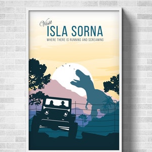 Jurassic Park Minimalist Poster - Isla Sorna Poster - Lost World Jurassic Park - Isla Nublar Print