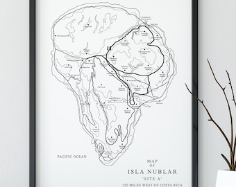 Isla Nublar Map Print: Jurassic Park Minimalist Poster