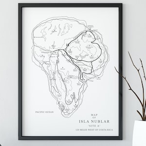 Isla Nublar minimalistische kaart - Jurassic Park kaart filmposter - Jurassic World Poster - Isla Sorna Jurassic World Poster