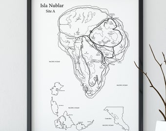 Isla Nublar Map Art Print: Jurassic Park Minimalist Poster