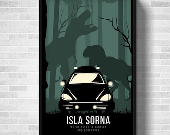 The Lost World Jurassic Park Affiche minimaliste - Isla Sorna Poster - Lost World Jurassic Park - Isla Nublar Print - Site B Poster