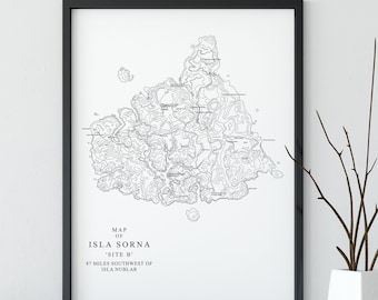 Jurassic Park Isla Sorna Map Poster - Isla Sorna Site B Map Poster - Lost World Jurassic Park Map -