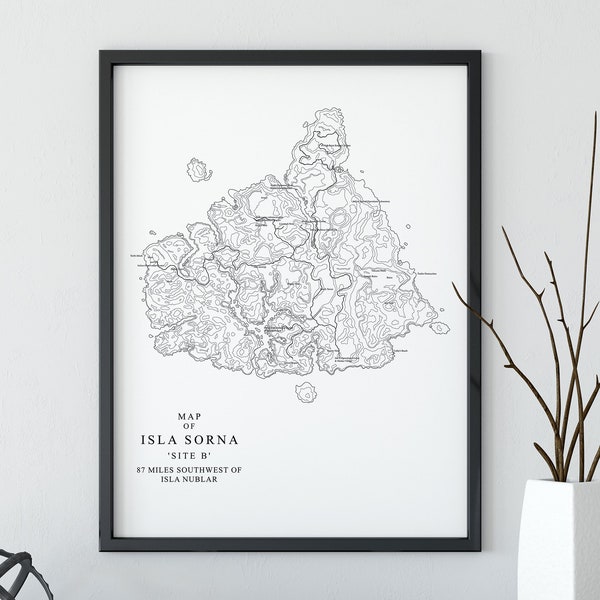 Jurassic Park Isla Sorna Map Poster - Isla Sorna Site B Map Poster - Lost World Jurassic Park Map -