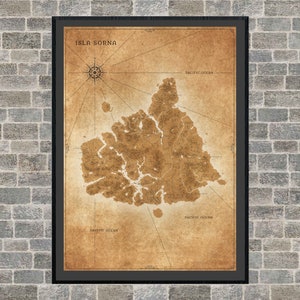 Jurassic Park Isla Sorna Map Poster - Isla Sorna Site B Map Poster - Lost World Jurassic Park Map - Tolkien Style Map Jurassic Park