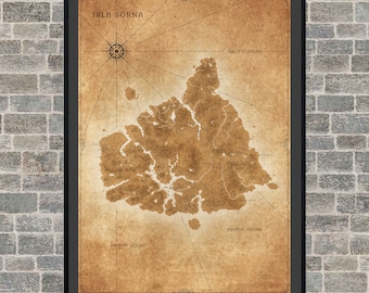 Jurassic Park Isla Sorna Karte Poster - Isla Sorna Site B Karte Poster - Lost World Jurassic Park Karte - Tolkien Style Karte Jurassic Park