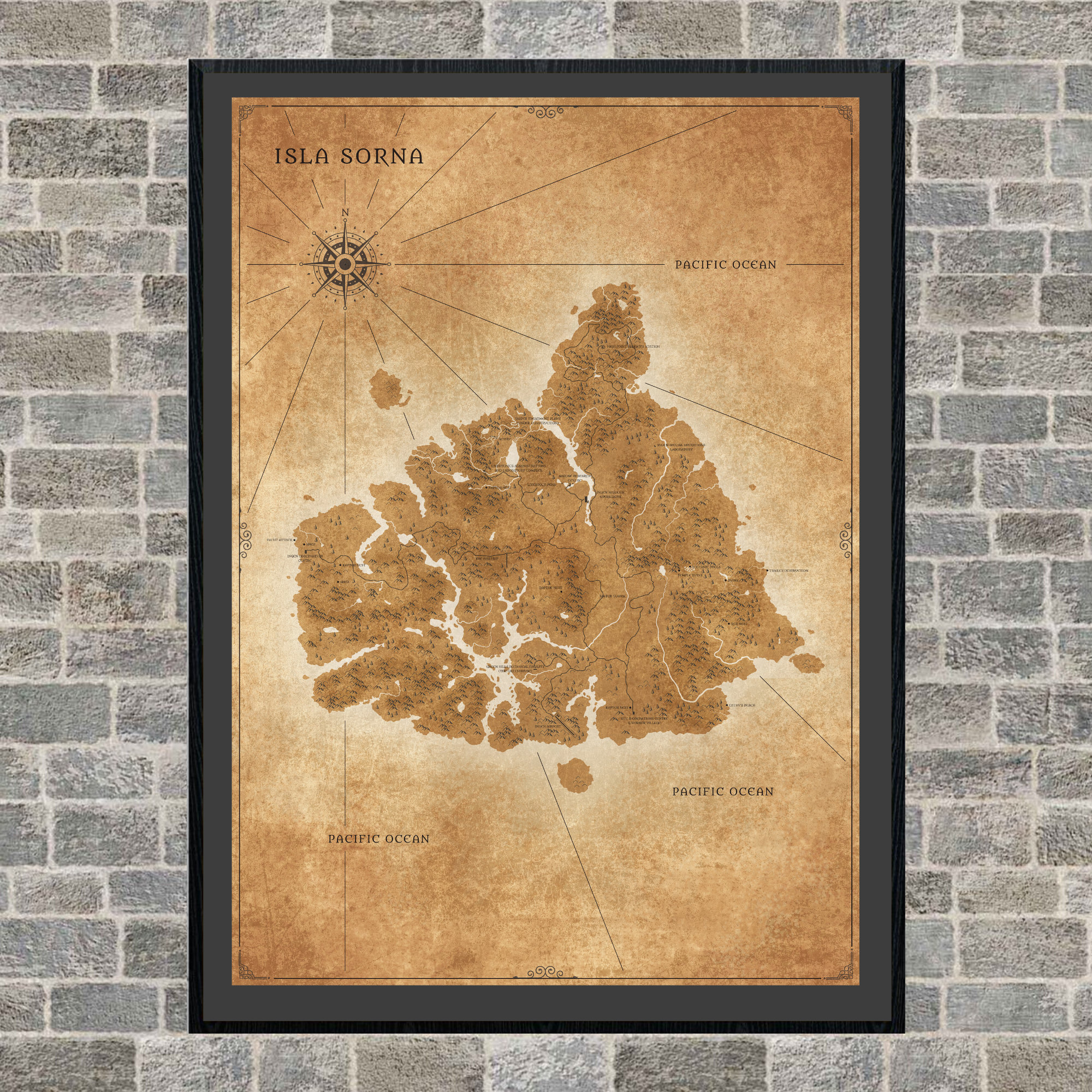 Jurassic Park Isla Sorna Map Poster Isla Sorna Site B Map Etsy Australia