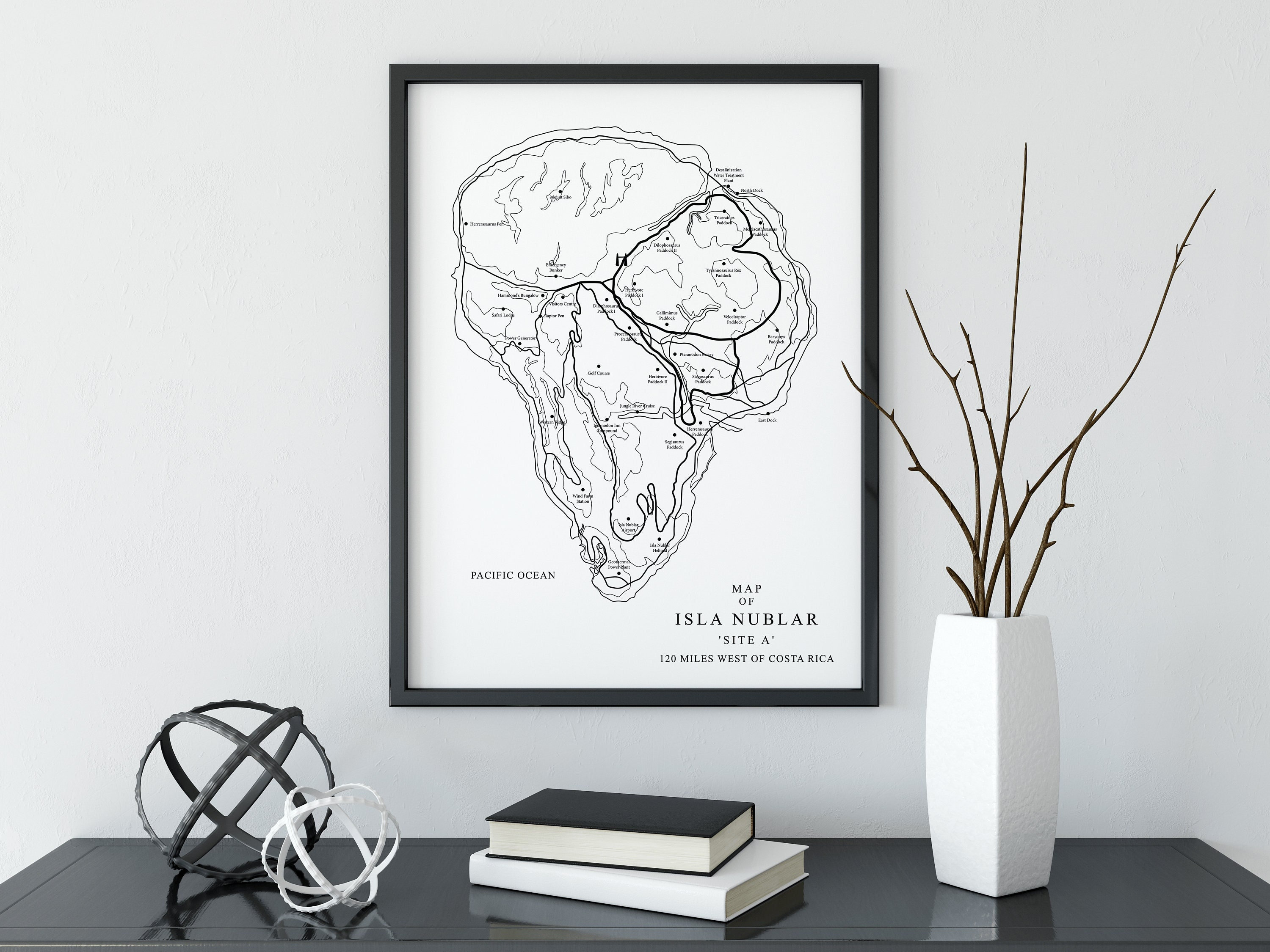 Isla Nublar Map Print: Jurassic Park Minimalist Poster - Etsy