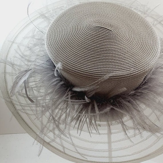 Vintage silver grey straw hat Georgi Silver Metallic Straw Hat 1980 main image 4