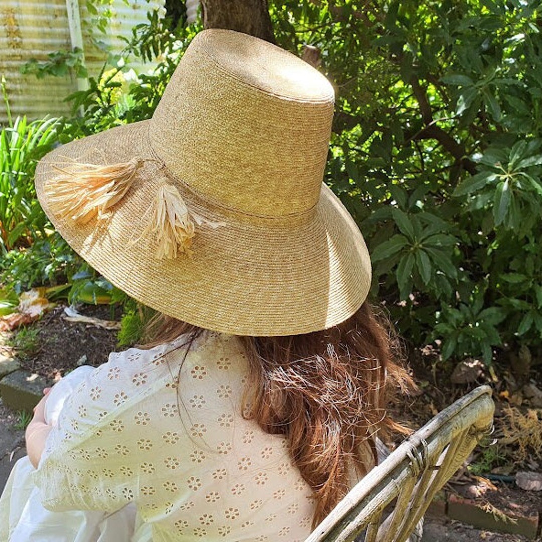 1950s Style Italian Straw Sun Hat With Raffia Tassels - Etsy display picture 1