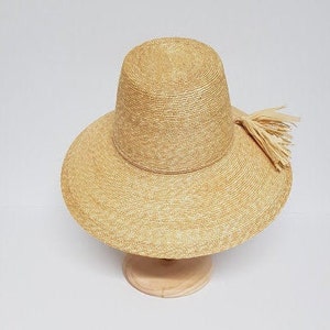 1950s Large retro Sun Hat stylish Handmade Natural Hat straw down turned brim Sun Hat Italian Straw