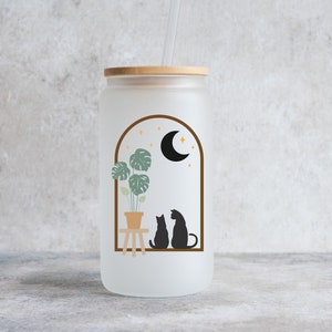 Cat coffee cup, Iced coffee glass, gift for cat mom, cat lover gift, pet gift, pet beer can glass, pet iced coffee glass