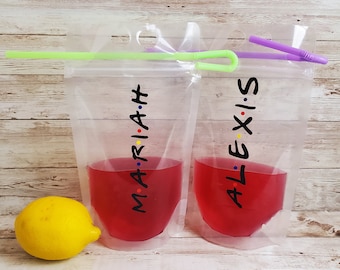 Drink Pouches Personalized, Personalized Beverage Pouch, Party Favors, birthday favors, Girls weekend, bridesmaid gift,