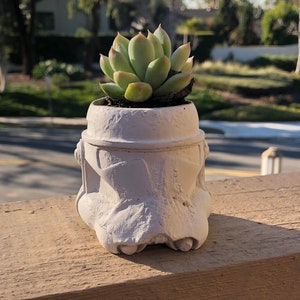 Star Wars - 3 Inch Concrete Clone Trooper Helmet Planter - Air Planter - Succulent Desk Planter