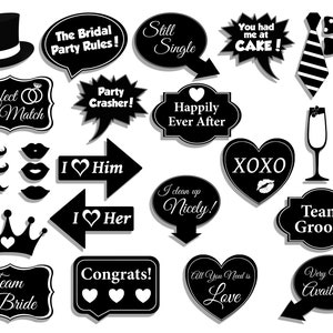 Black and White Wedding Photo Booth Props