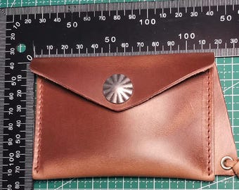 Handmade Horween Leather Card Wallet, Minimalist Coin Holder