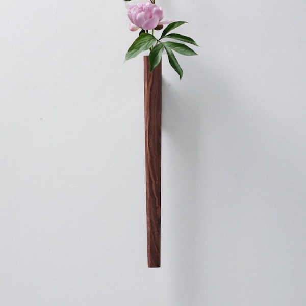 Wood Vase, Home Decor Wall Vase, Wall Hangings Vase, Walnut Wood Bug Vase, Handmade Vase for Flower Dried Flowers, Minimalist Gifts for Her