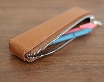 Handmade Italian Leather Pen Case – Minimalist Pencil Pouch, Holds 5+ Pens