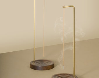 Walnut & Brass Incense Holder: Minimalist Zen Garden Design