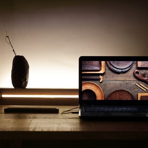 [Harmony] is a minimalist wood wall light, a linear wall lamp handmade of walnut wood, as wall art, home decor, bedroom decor. Also a perfect gift for him and gift for her.