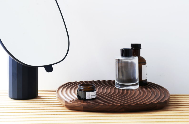 Handmade wood board, wood tray, wood plate, made of walnut wood, as bread dessert kitchen serving jewelry tray plate.