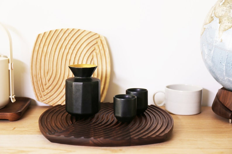 Handmade wood board, wood tray, wood plate, made of walnut wood, as bread dessert kitchen serving jewelry tray plate.