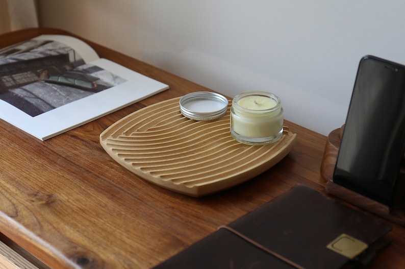 Handmade wood board, wood tray, wood plate, made of walnut wood, as bread dessert kitchen serving jewelry tray plate.