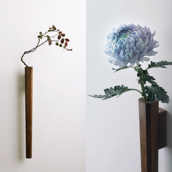 Wood Vase, Home Decor Wall Vase, Wall Hangings Vase, Walnut Wood Bug Vase, Handmade Vase for Flower Dried Flowers, Minimalist Gifts for Her