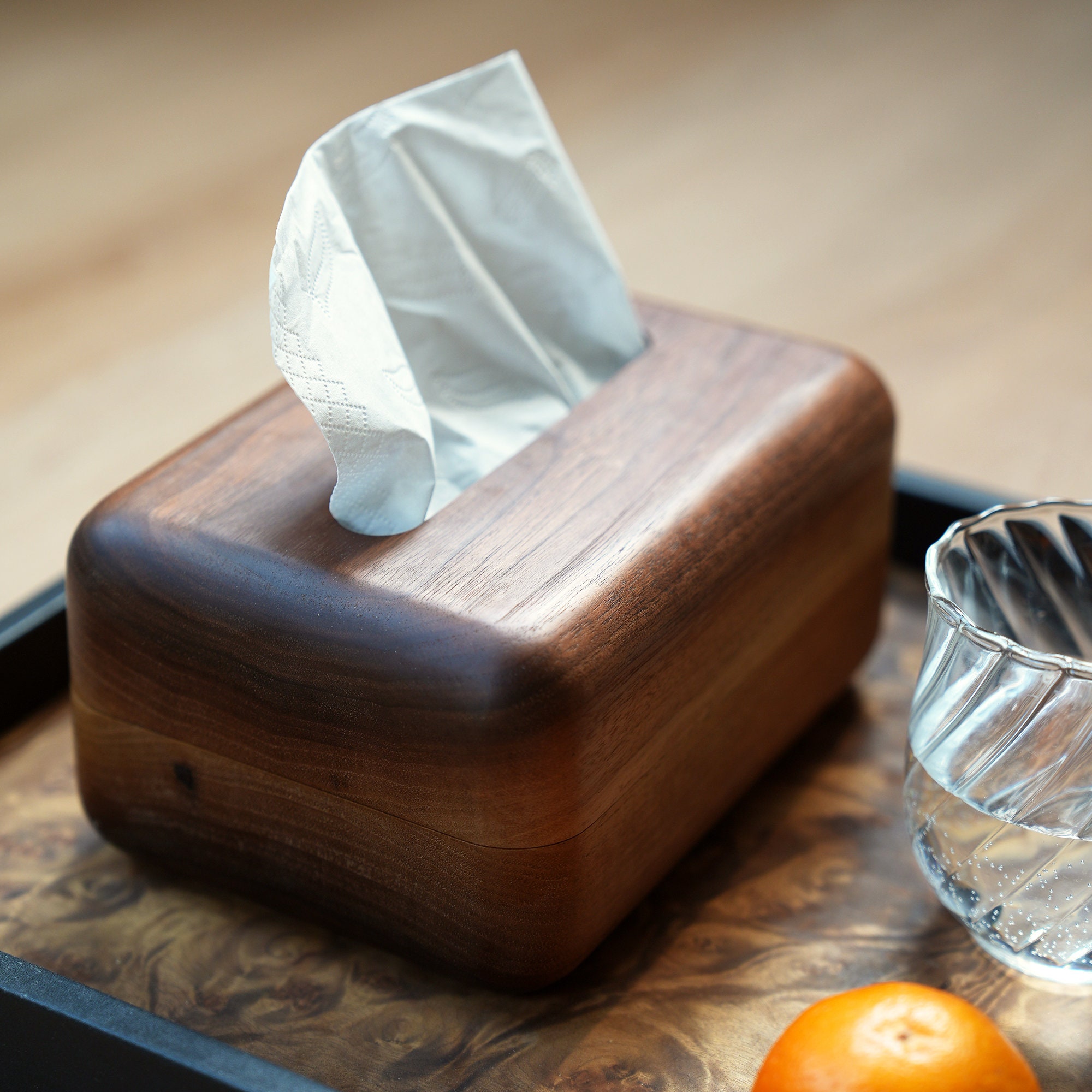 Walnut Tissue Box Handmade Walnut Tissue Box: Magnetic Closure, Non-spliced Wood - Etsy