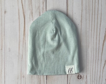 Ultra-soft ribbed modal hat for baby • Slouchy beanie for toddler • Newborn cozy photoshoot toque • Soft Mint